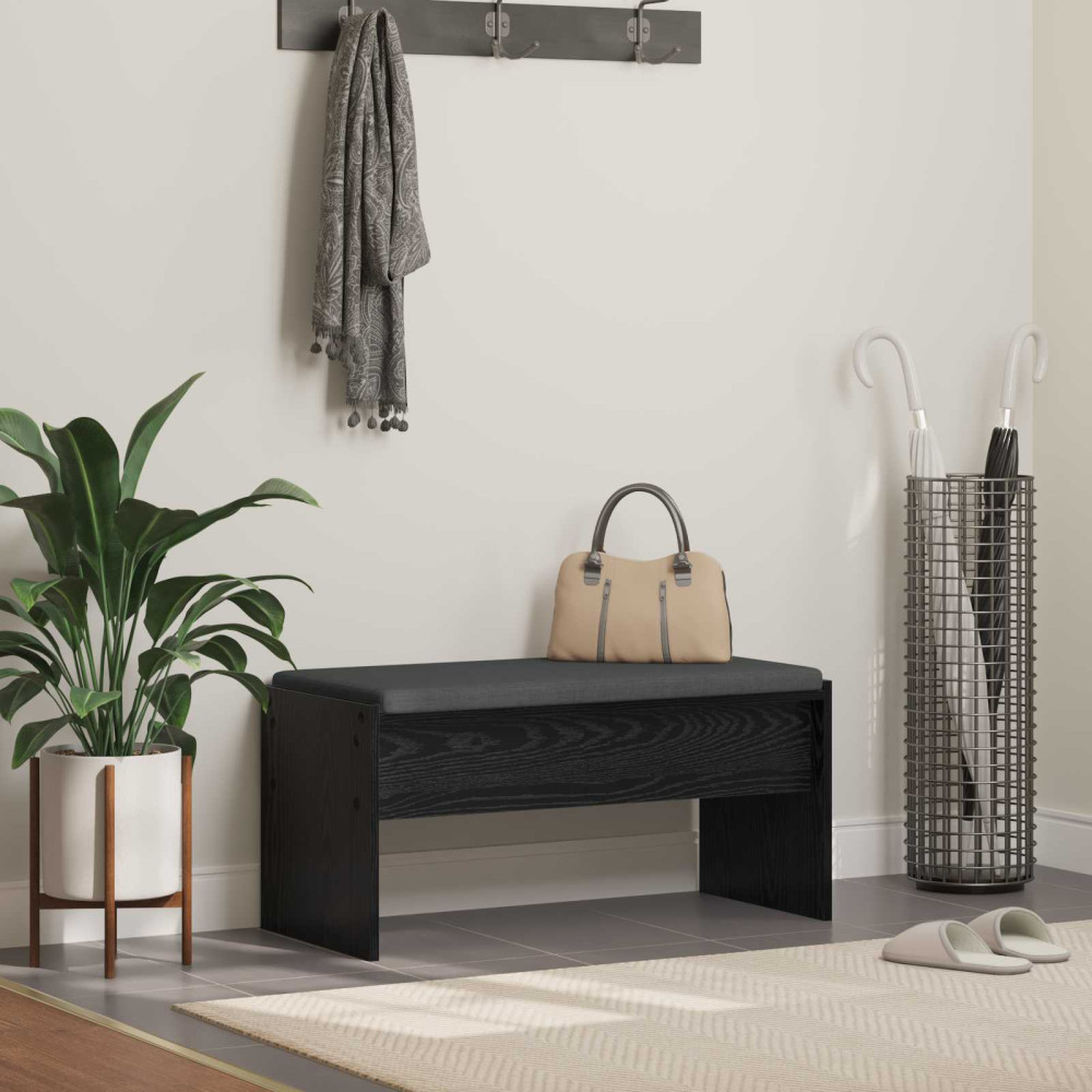 Produktbild för Hallbänk med kudde Svart Ek 83 x 38 x 40 cm