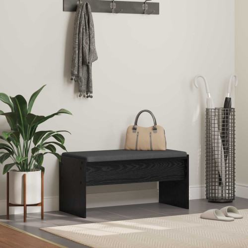 vidaXL Hallbänk med kudde Svart Ek 83 x 38 x 40 cm