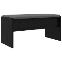 Produktbild för Hallbänk med kudde Svart Ek 83 x 38 x 40 cm