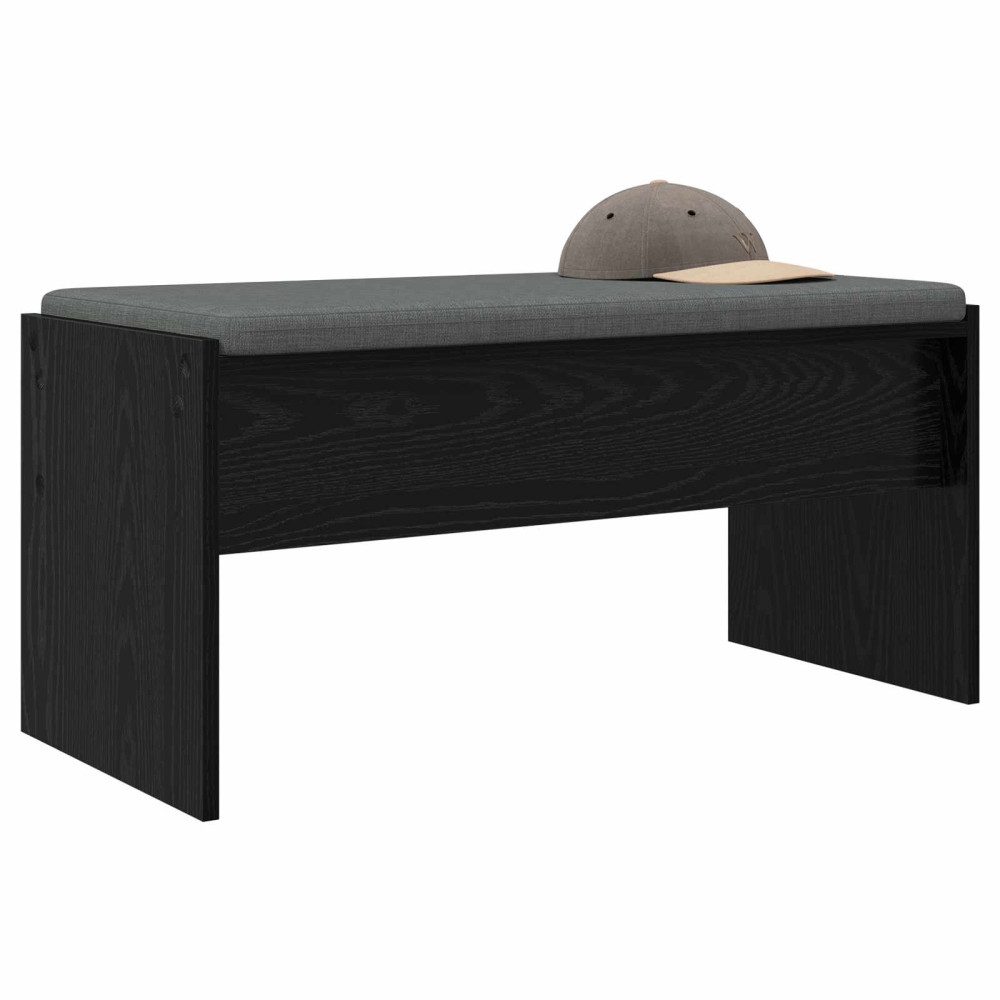 Produktbild för Hallbänk med kudde Svart Ek 83 x 38 x 40 cm