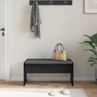 Produktbild för Hallbänk med kudde Svart Ek 83 x 38 x 40 cm
