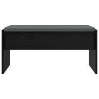 Produktbild för Hallbänk med kudde Svart Ek 83 x 38 x 40 cm