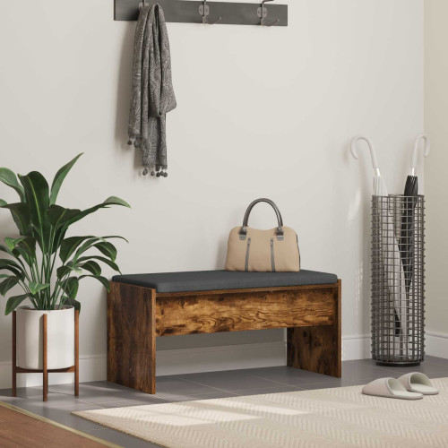 vidaXL Hallbänk med kudde Rökt ek 83 x 38 x 40 cm