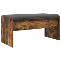 Produktbild för Hallbänk med kudde Rökt ek 83 x 38 x 40 cm
