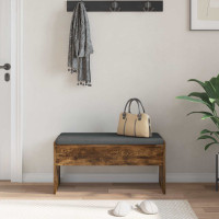 Produktbild för Hallbänk med kudde Rökt ek 83 x 38 x 40 cm