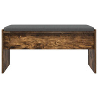 Produktbild för Hallbänk med kudde Rökt ek 83 x 38 x 40 cm