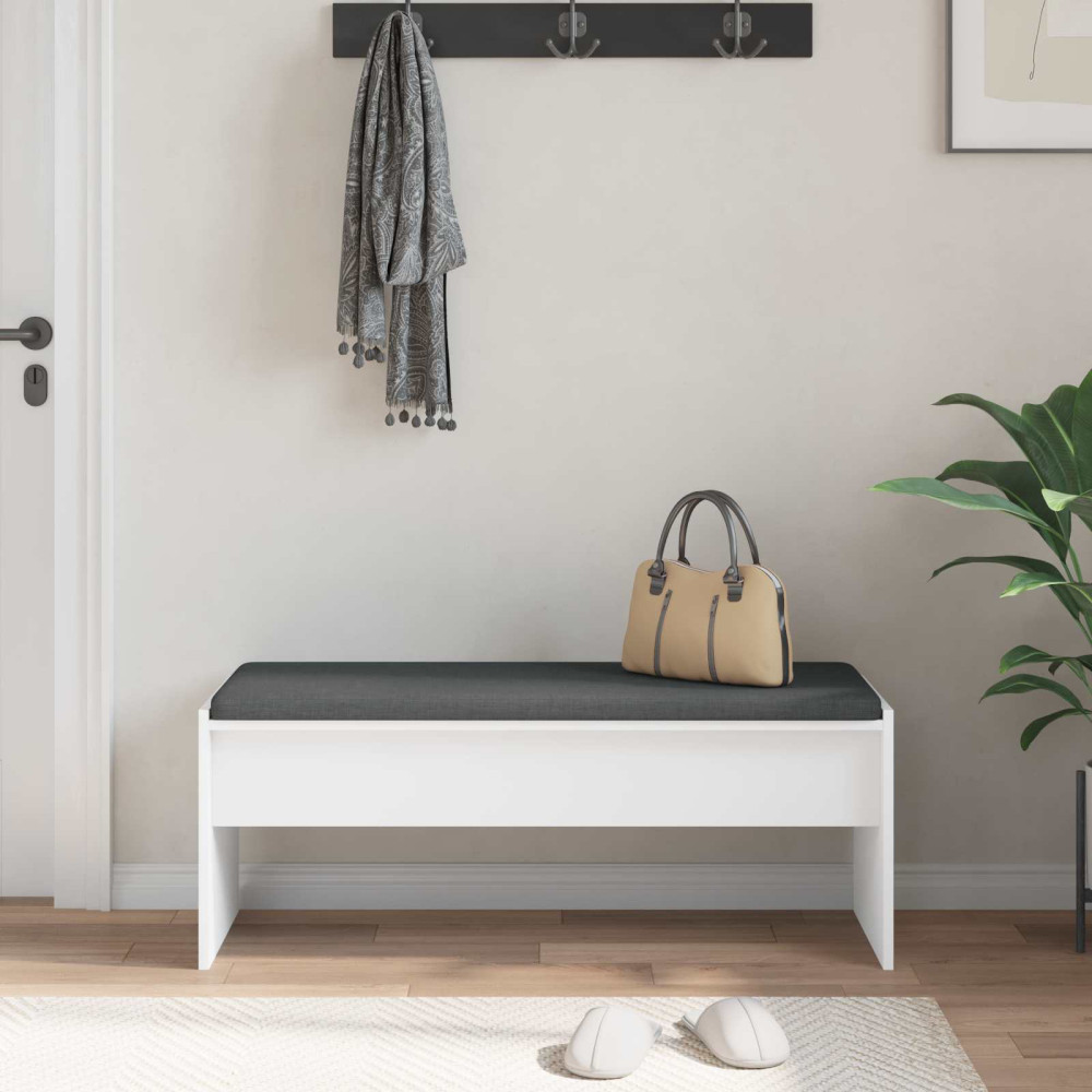 Produktbild för Hallbänk med kudde Vit 103 x 38 x 40 cm
