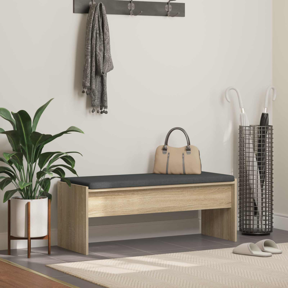 Produktbild för Hallbänk med kudde Sonoma-ek 103 x 38 x 40 cm