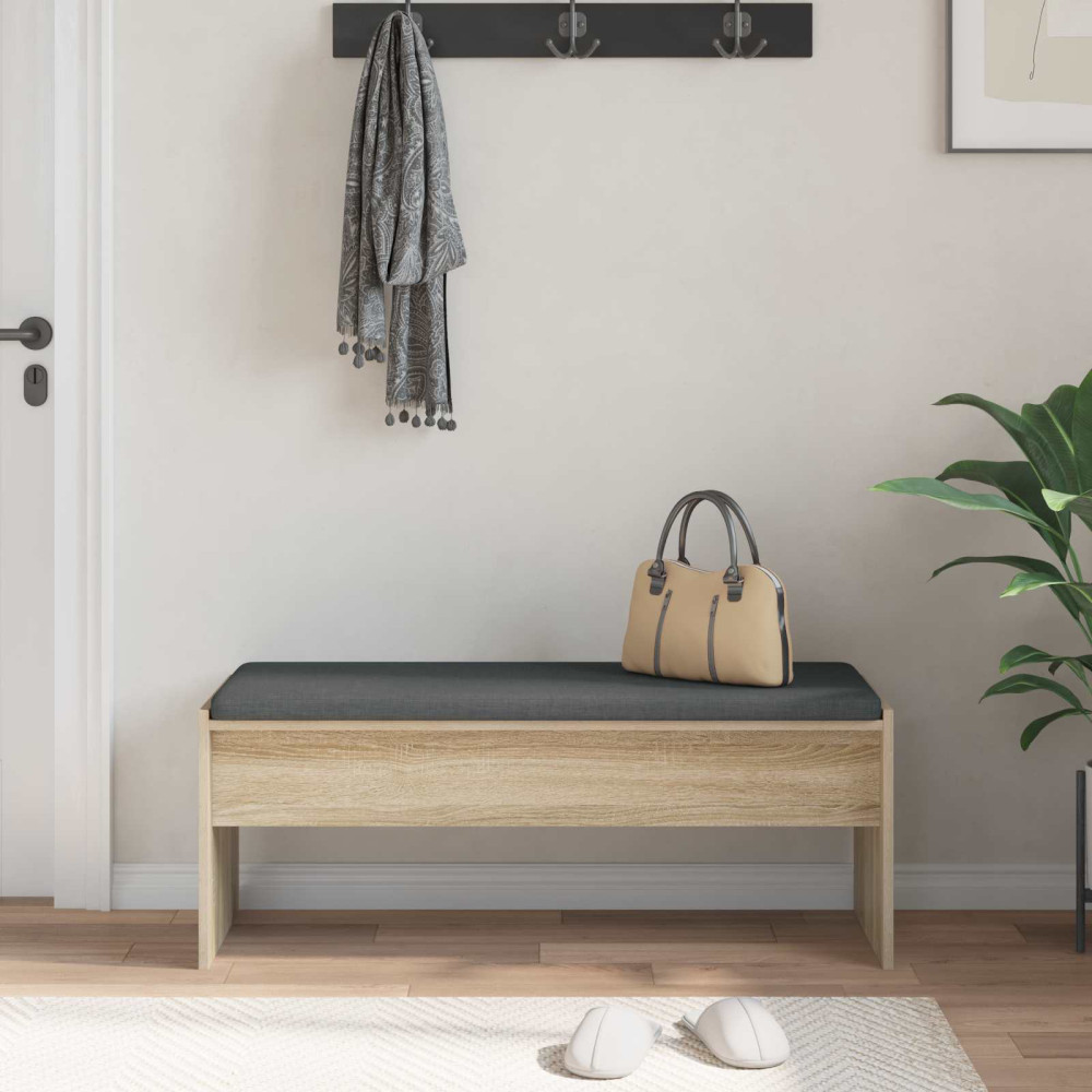 Produktbild för Hallbänk med kudde Sonoma-ek 103 x 38 x 40 cm