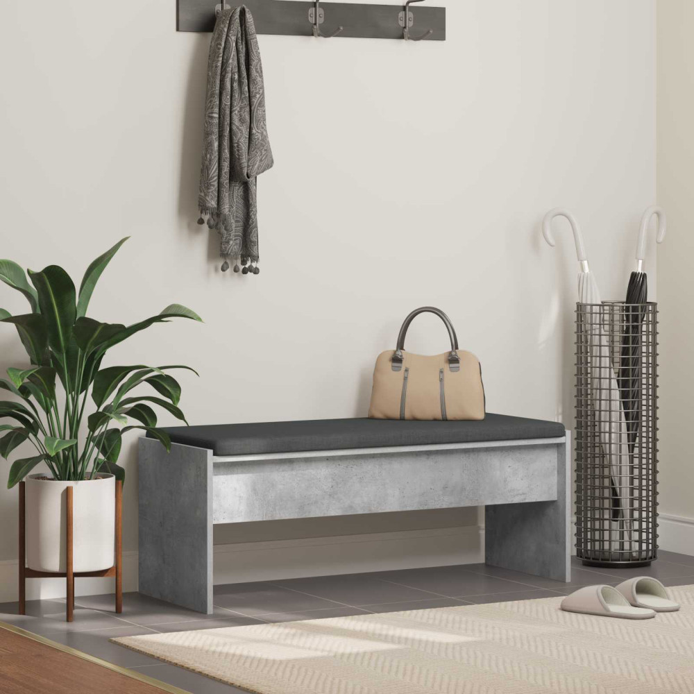 Produktbild för Hallbänk med kudde Betonggrå 103 x 38 x 40 cm