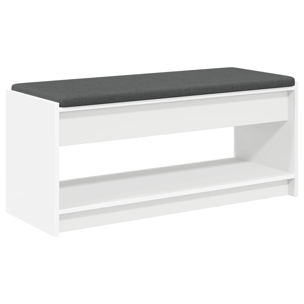 Produktbild för Hallbänk med kudde Vit 103 x 38 x 45 cm Konstruerat Trä och Tyg