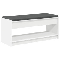 Produktbild för Hallbänk med kudde Vit 103 x 38 x 45 cm Konstruerat Trä och Tyg