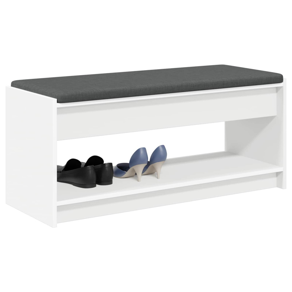 Produktbild för Hallbänk med kudde Vit 103 x 38 x 45 cm Konstruerat Trä och Tyg
