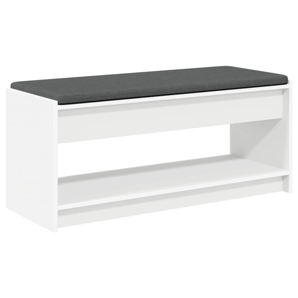 Produktbild för Hallbänk med kudde Vit 103 x 38 x 45 cm Konstruerat Trä och Tyg