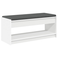 Produktbild för Hallbänk med kudde Vit 103 x 38 x 45 cm Konstruerat Trä och Tyg