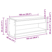 Produktbild för Hallbänk Svart Ek 103 x 38 x 45 cm Konstruerat Trä och Tyg