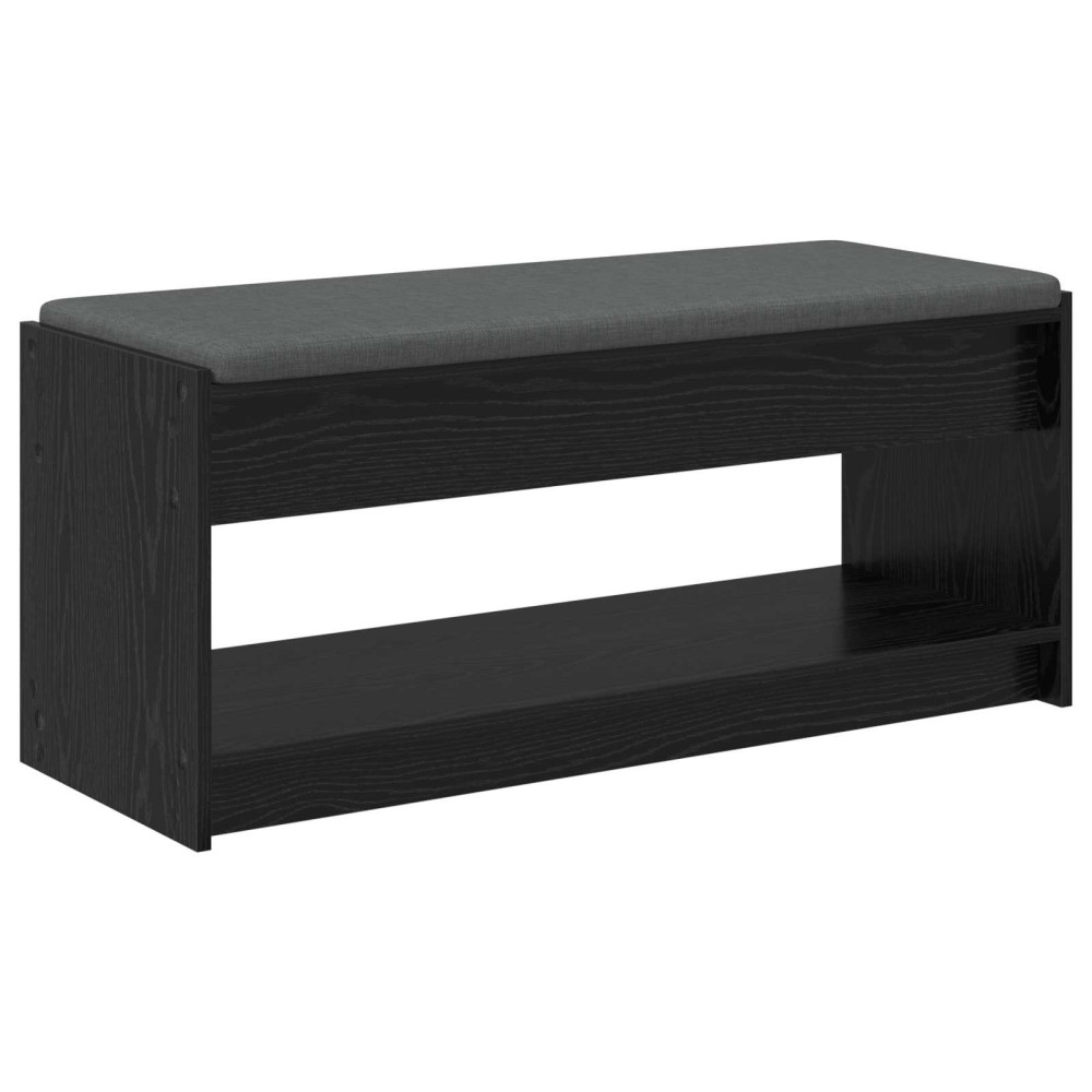 Produktbild för Hallbänk Svart Ek 103 x 38 x 45 cm Konstruerat Trä och Tyg