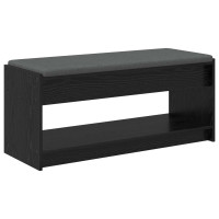 Produktbild för Hallbänk Svart Ek 103 x 38 x 45 cm Konstruerat Trä och Tyg