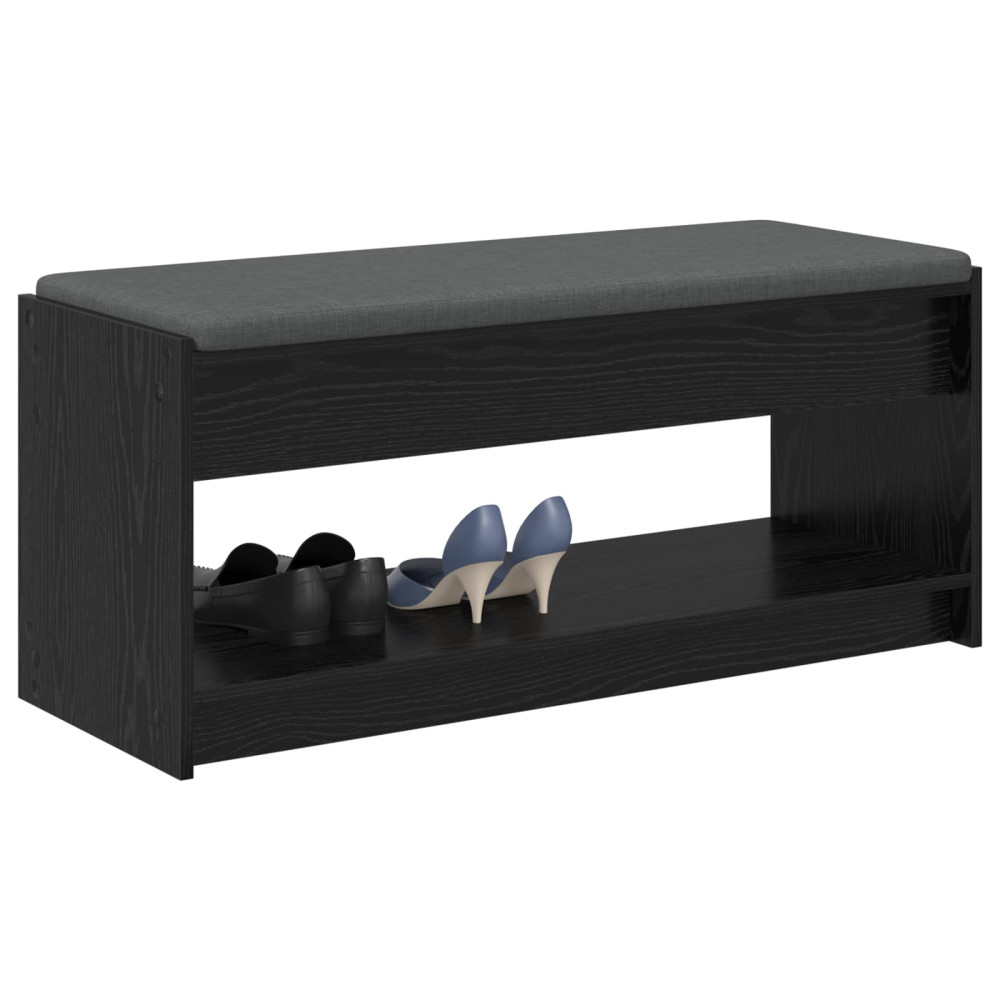 Produktbild för Hallbänk Svart Ek 103 x 38 x 45 cm Konstruerat Trä och Tyg