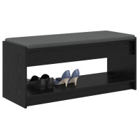 Produktbild för Hallbänk Svart Ek 103 x 38 x 45 cm Konstruerat Trä och Tyg