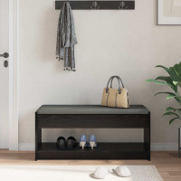 Produktbild för Hallbänk Svart Ek 103 x 38 x 45 cm Konstruerat Trä och Tyg