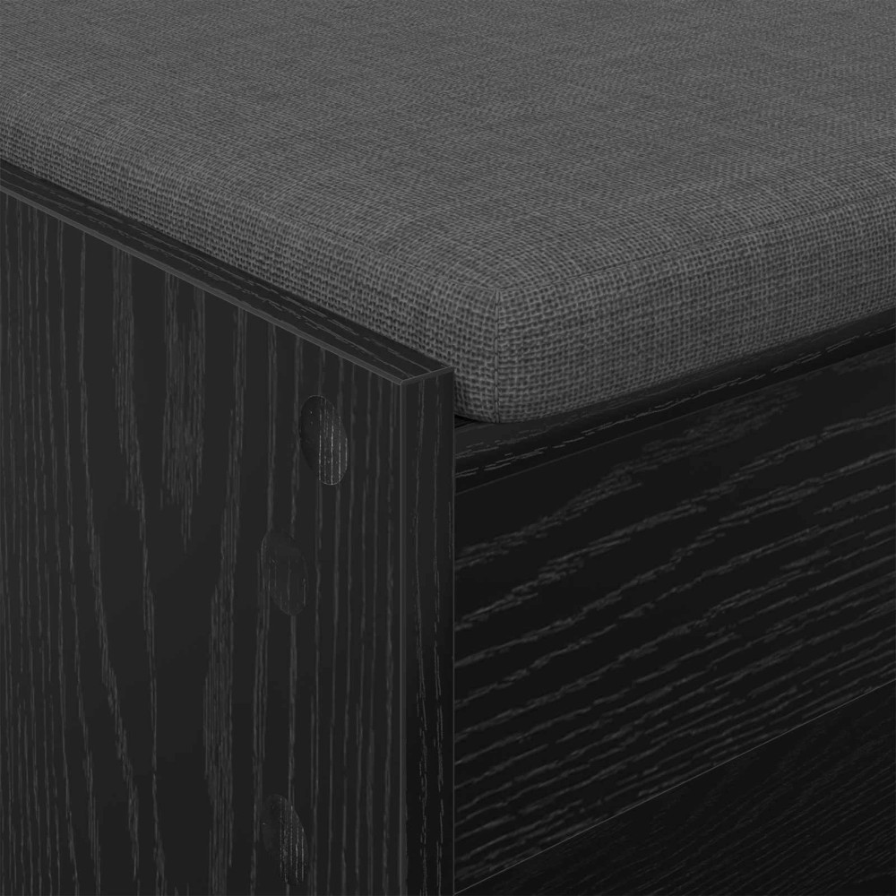Produktbild för Hallbänk Svart Ek 103 x 38 x 45 cm Konstruerat Trä och Tyg