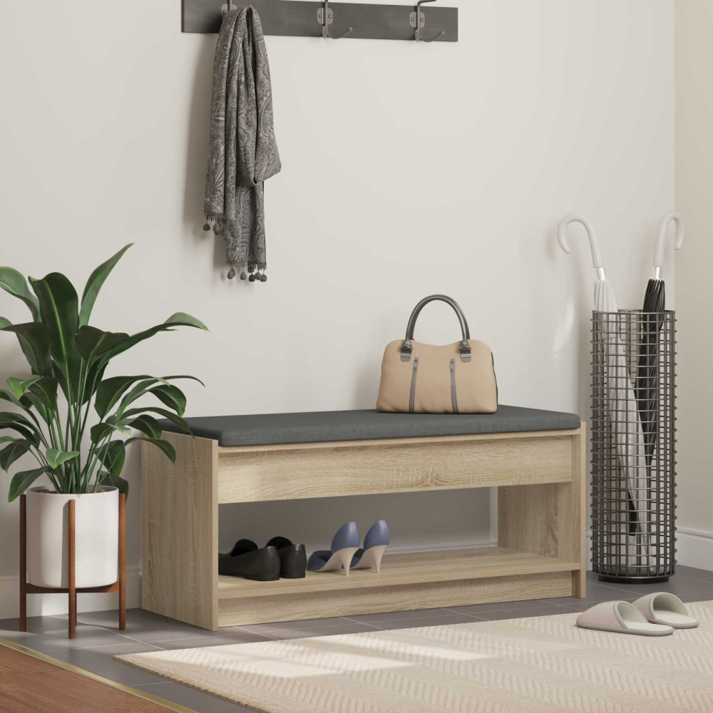 Produktbild för Hallbänk Sonoma-ek 103 x 38 x 45 cm Konstruerat Trä och Tyg