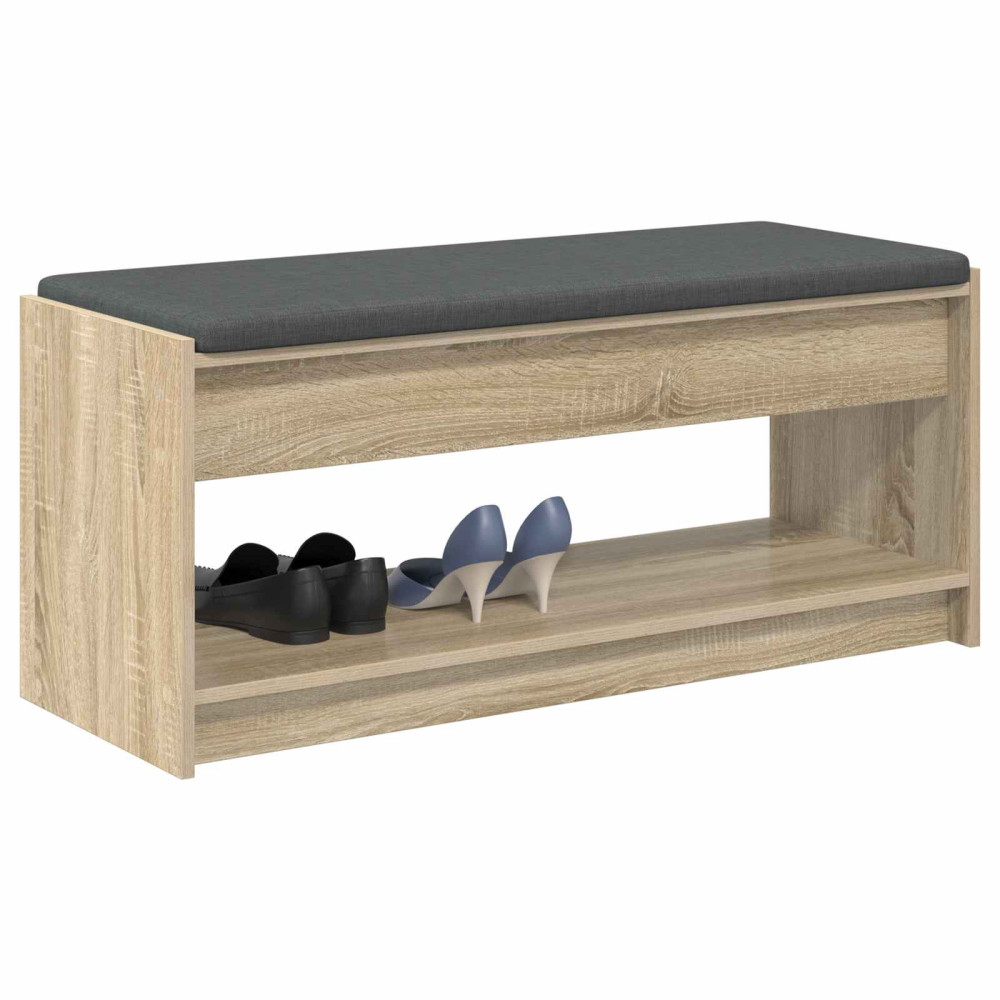 Produktbild för Hallbänk Sonoma-ek 103 x 38 x 45 cm Konstruerat Trä och Tyg