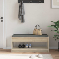 Produktbild för Hallbänk Sonoma-ek 103 x 38 x 45 cm Konstruerat Trä och Tyg