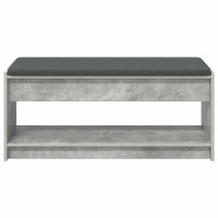 Produktbild för Hallbänk BetongGrå 103 x 38 x 45 cm Konstruerat Trä och Tyg
