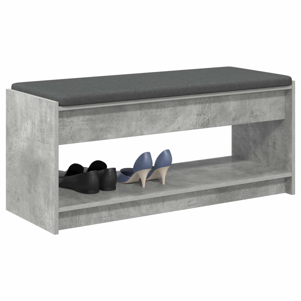 Produktbild för Hallbänk BetongGrå 103 x 38 x 45 cm Konstruerat Trä och Tyg