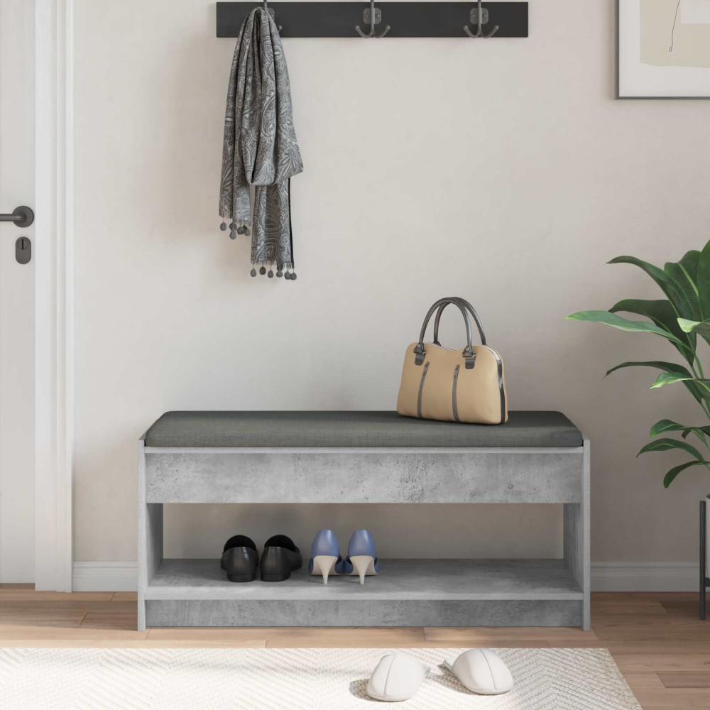 Produktbild för Hallbänk BetongGrå 103 x 38 x 45 cm Konstruerat Trä och Tyg