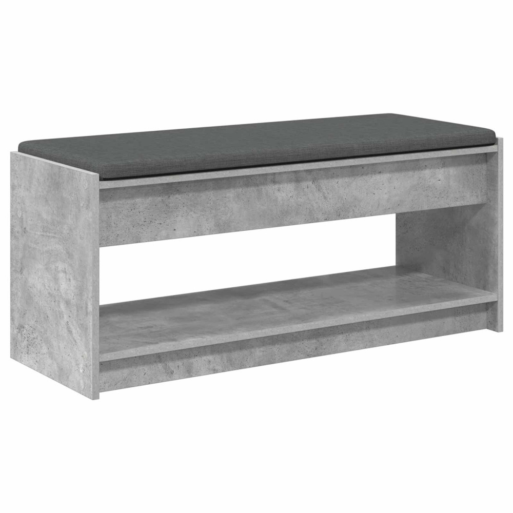 Produktbild för Hallbänk BetongGrå 103 x 38 x 45 cm Konstruerat Trä och Tyg