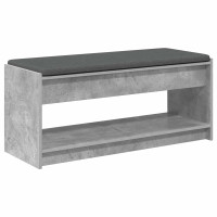 Produktbild för Hallbänk BetongGrå 103 x 38 x 45 cm Konstruerat Trä och Tyg