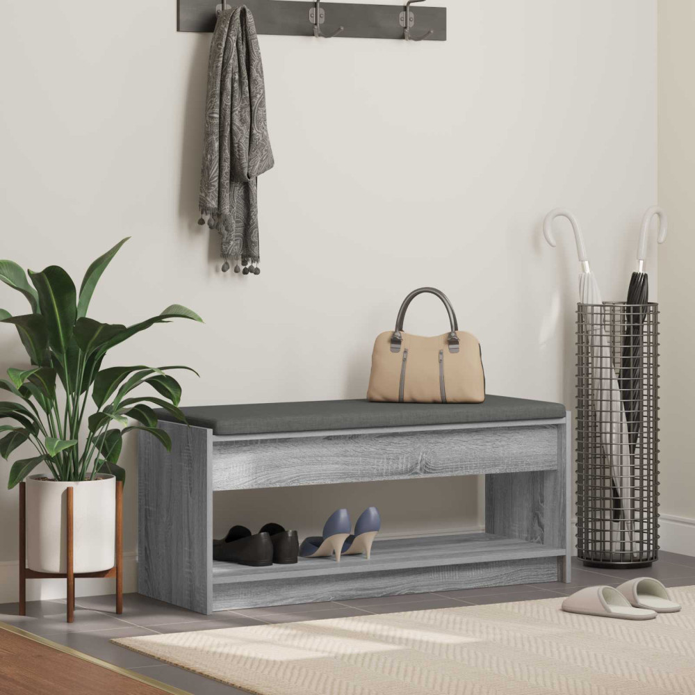 Produktbild för Hallbänk Grå Sonoma 103 x 38 x 45 cm Konstruerat Trä och Tyg