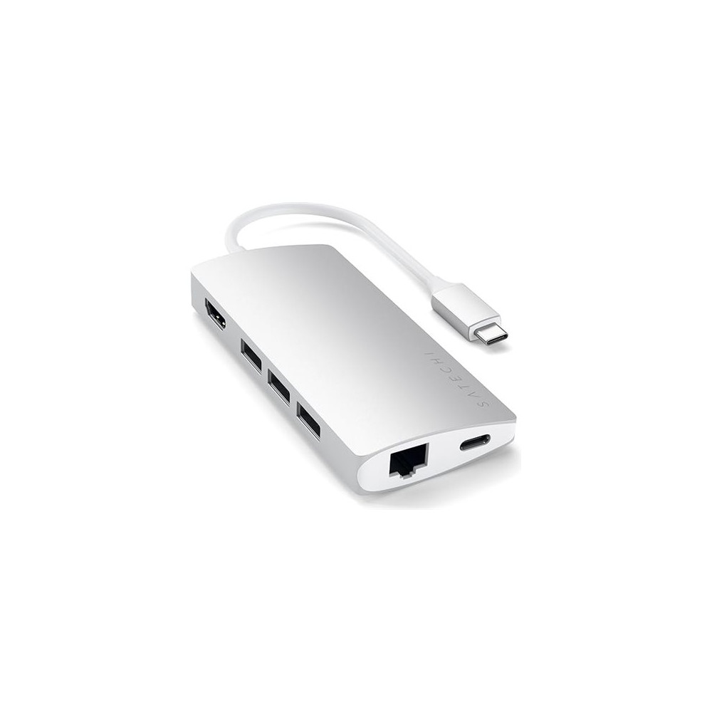 Produktbild för Satechi Aluminum Multi-Port Adapter V2 - dockningsstation - USB-C / Thunderbolt 3 - 1GbE