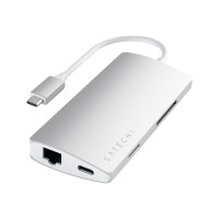 Produktbild för Satechi Aluminum Multi-Port Adapter V2 - dockningsstation - USB-C / Thunderbolt 3 - 1GbE