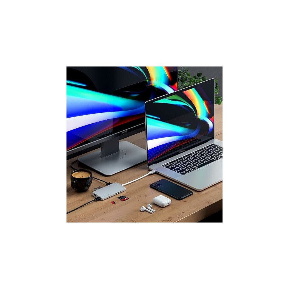 Produktbild för Satechi Aluminum Multi-Port Adapter V2 - dockningsstation - USB-C / Thunderbolt 3 - 1GbE