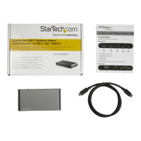 Produktbild för StarTech.com USB C Dock, 4K Dual Monitor DisplayPort, Mini Laptop Docking Station, 100W Power Delivery Passthrough, GbE, 2-Port USB-A Hub, USB Type-C Multiport Adapter 3.3' Cable, Dual DP - Portable USB-C Dock (DK30C2DAGPD) - dockningsstation - USB-C - 2 