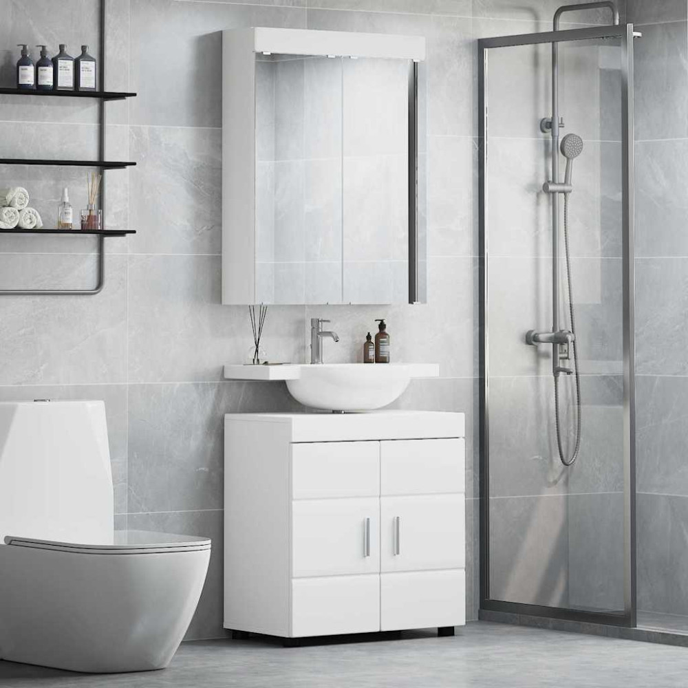Produktbild för Badrumsmöbelset TULUM 2 pcs Vit 60 x 34 x 63 cm Konstruerat trä