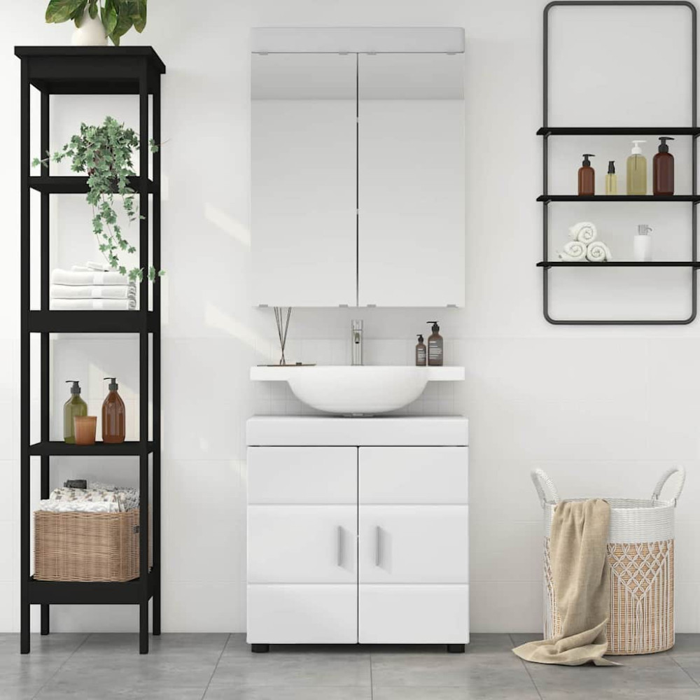 Produktbild för Badrumsmöbelset TULUM 2 pcs Vit 60 x 34 x 63 cm Konstruerat trä