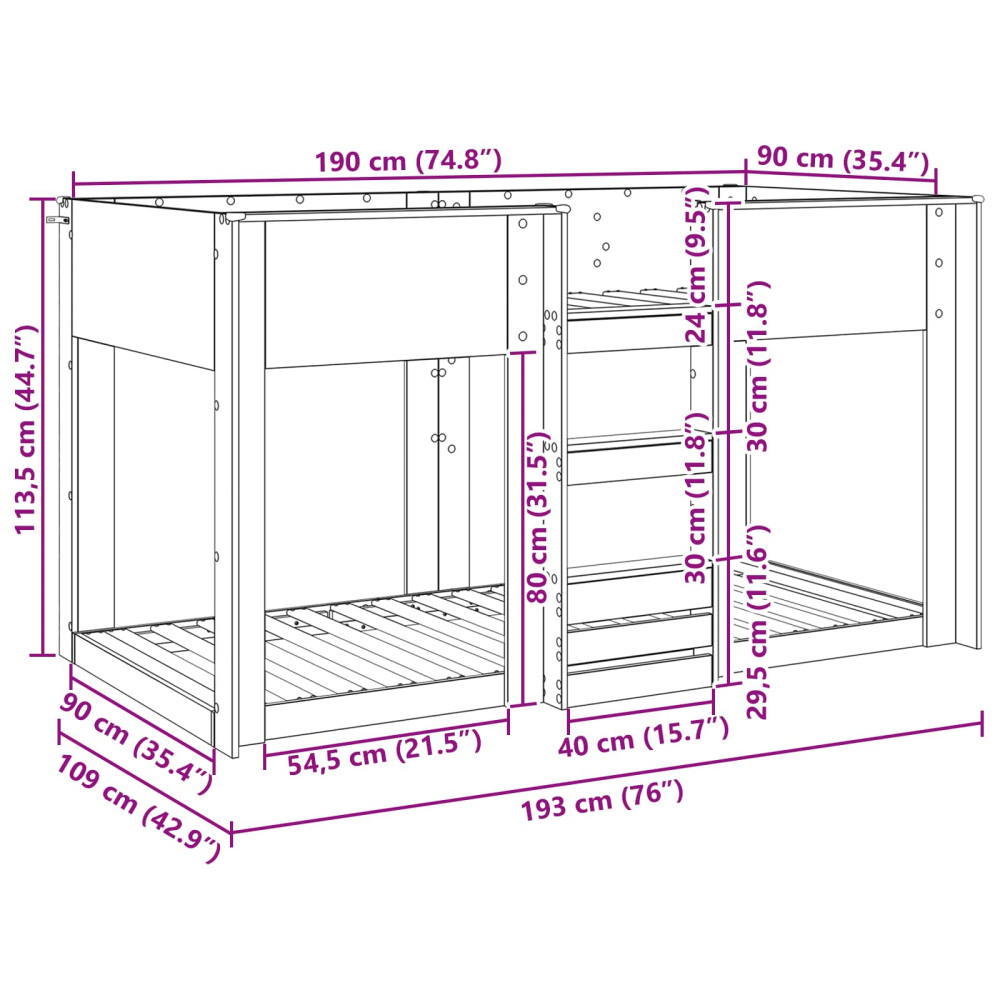 Produktbild för Köksbädd för barn Betonggrå 90 x 190 cm Konstruerat trä
