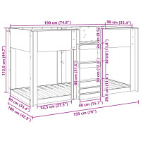 Produktbild för Köksbädd för barn Betonggrå 90 x 190 cm Konstruerat trä