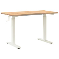 Produktbild för Skrivbord Vit och Naturlig 120 x 60 cm Massivt Ekträ
