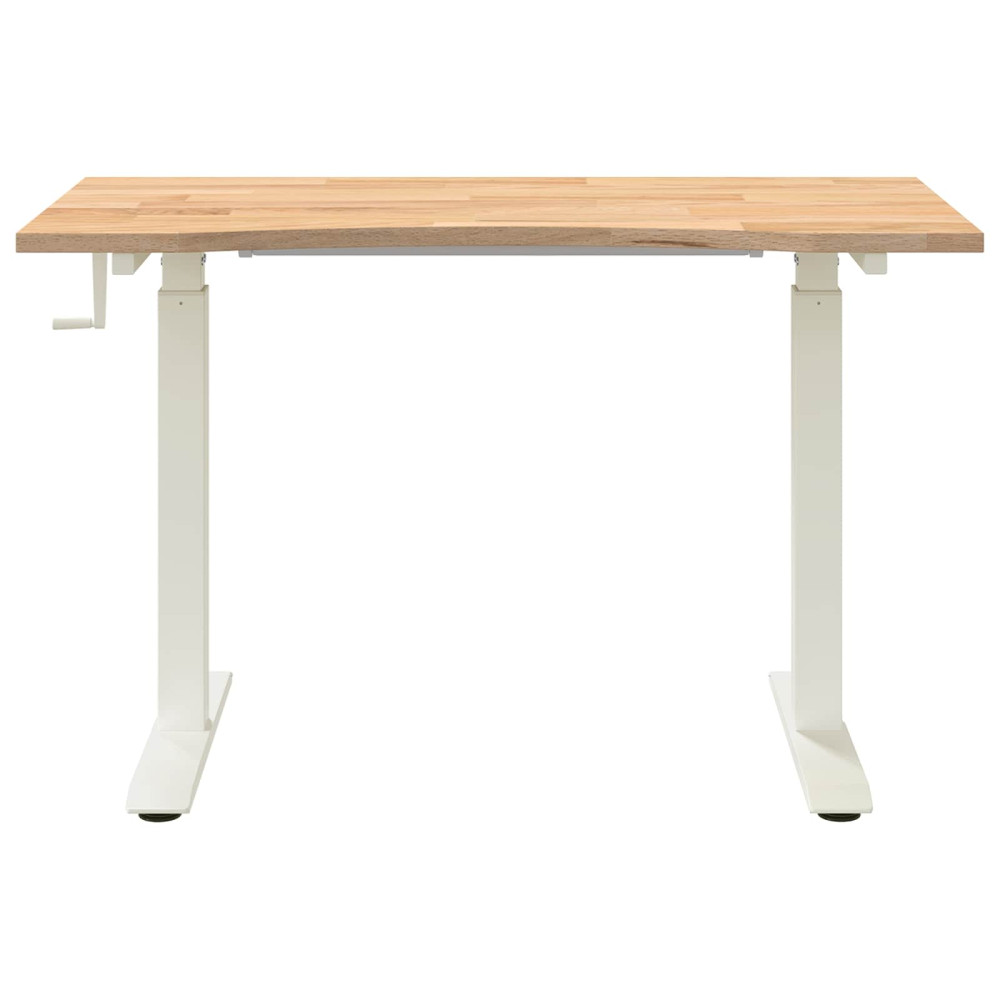 Produktbild för Skrivbord Vit och Naturlig 120 x 60 cm Massivt Ekträ