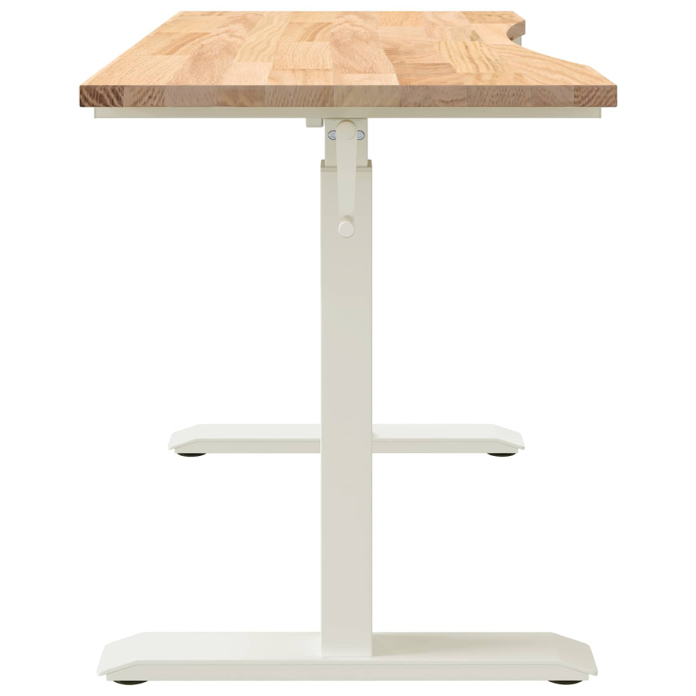 Produktbild för Skrivbord Vit och Naturlig 120 x 60 cm Massivt Ekträ