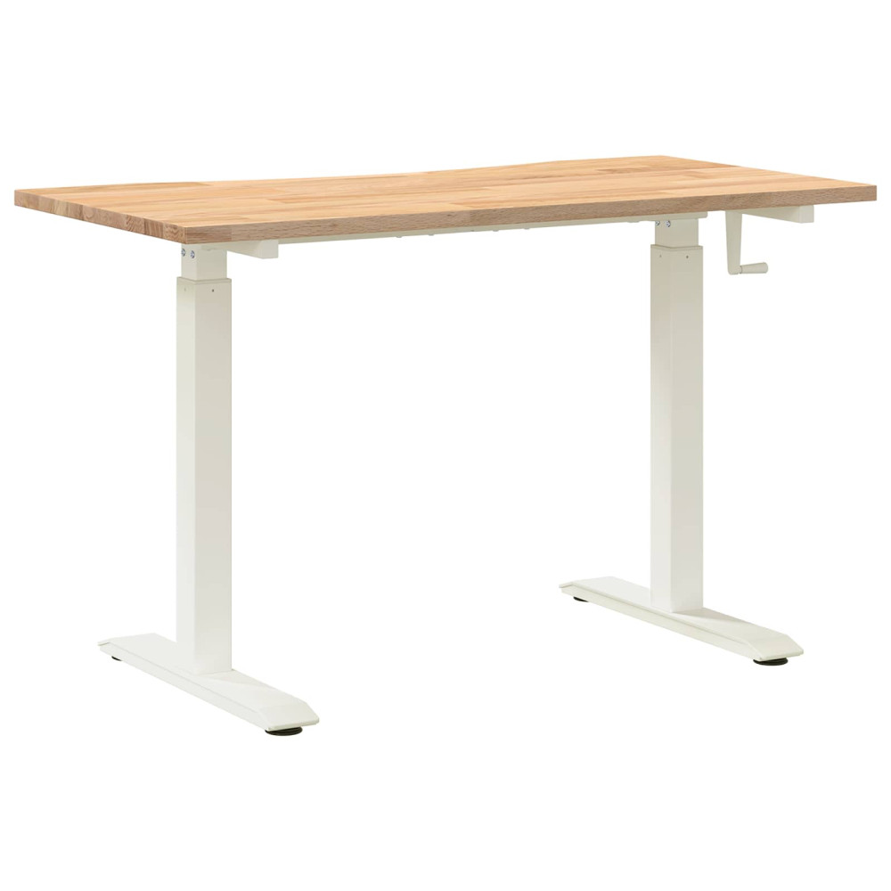 Produktbild för Skrivbord Vit och Naturlig 120 x 60 cm Massivt Ekträ