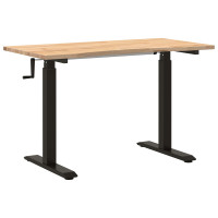 Produktbild för Skrivbord Svart och naturlig 120 x 60 cm Massivt Ekträ