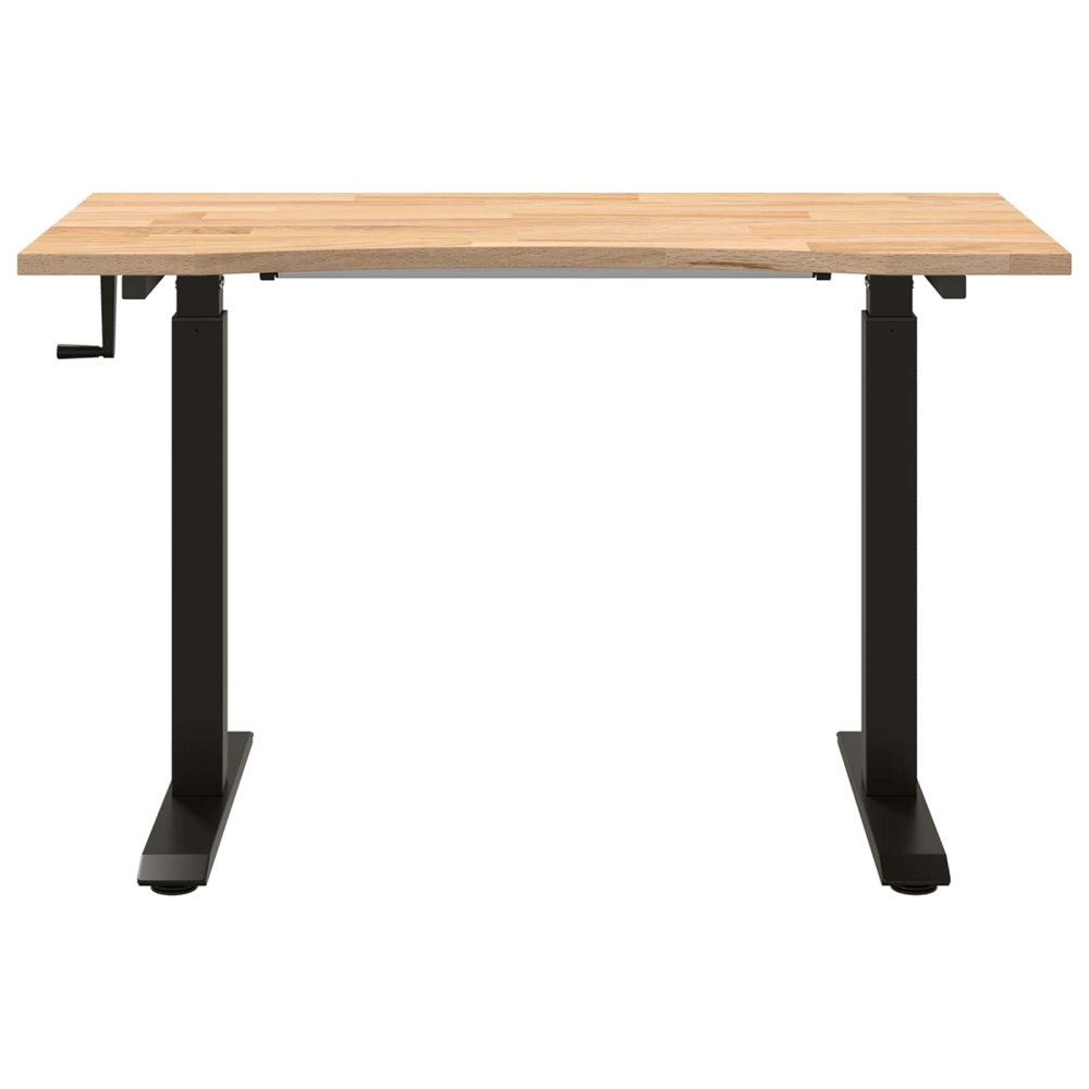 Produktbild för Skrivbord Svart och naturlig 120 x 60 cm Massivt Ekträ