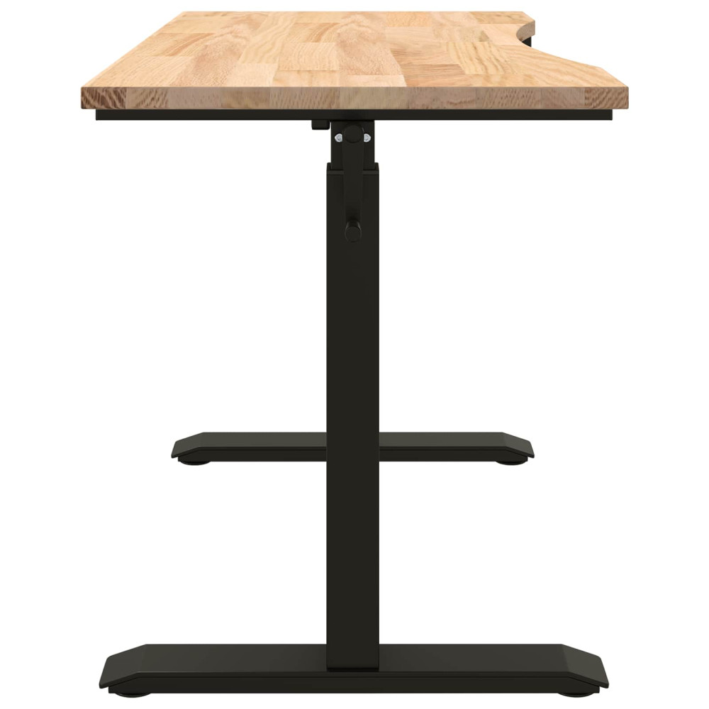 Produktbild för Skrivbord Svart och naturlig 120 x 60 cm Massivt Ekträ